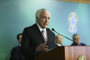 O presidente Michel Temer discursa na cerimônia de sanção da Lei Geral de Proteção de Dados, no Palácio do Planalto. Créditos:  Valter Campanato/Agência Brasil